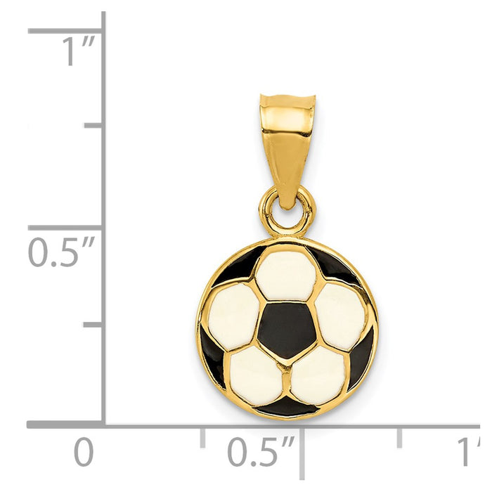 Million Charms 14K Yellow Gold Themed Enameled Sports Soccer Ball Pendant