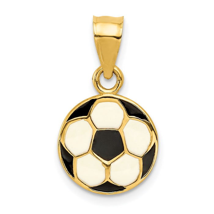 Million Charms 14K Yellow Gold Themed Enameled Sports Soccer Ball Pendant