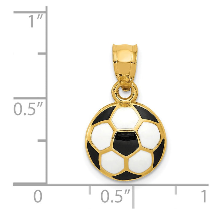 Million Charms 14K Yellow Gold Themed Enameled Sports Soccer Ball Pendant