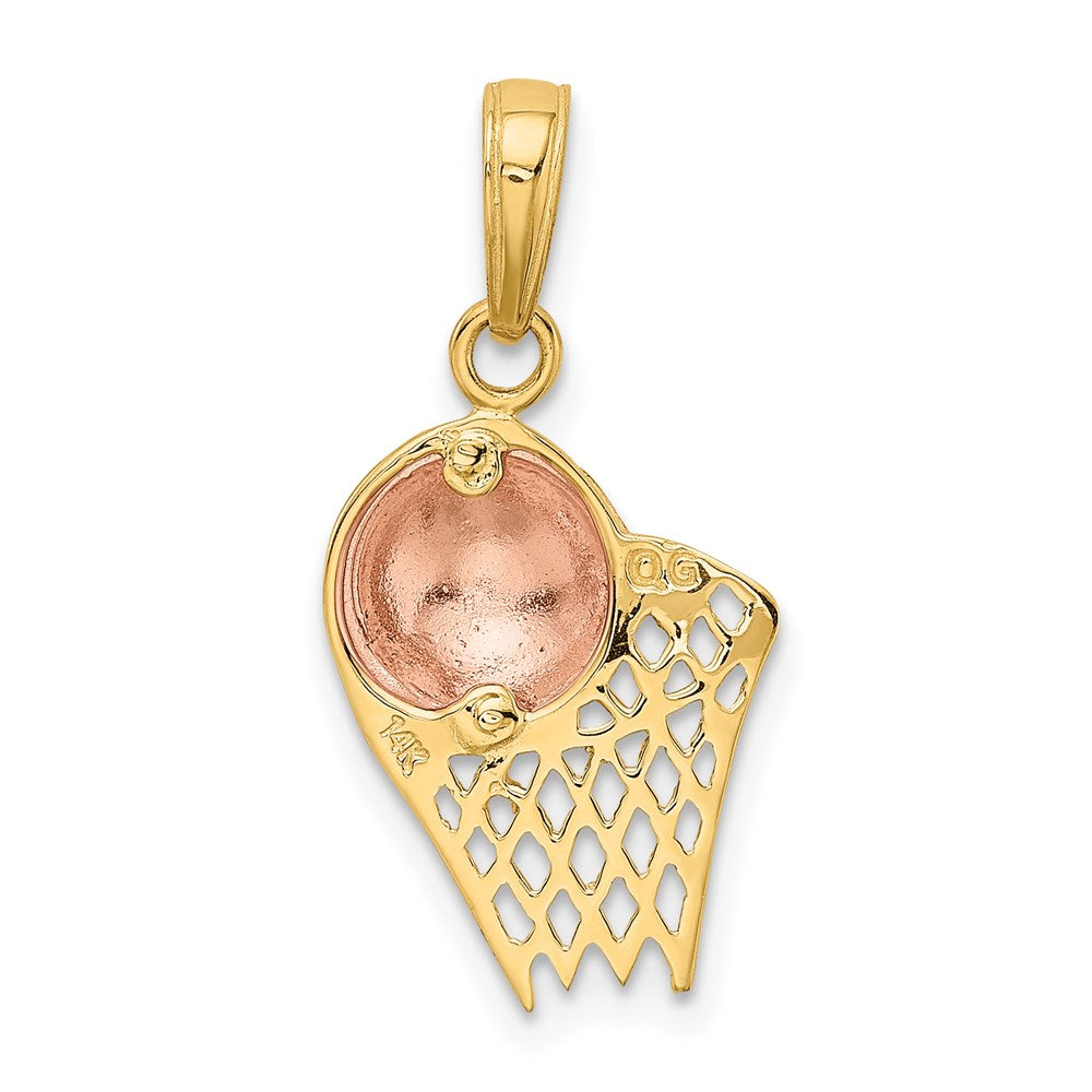 Million Charms 14K Two-Tone Sports Basketball Hoop With Ball Pendant