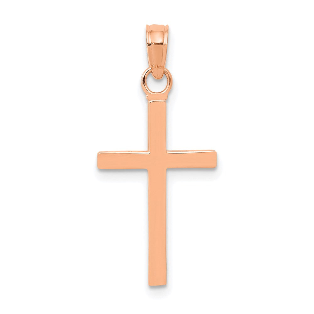 Million Charms 14K Rose Gold Themed Polished Relgious Cross Pendant
