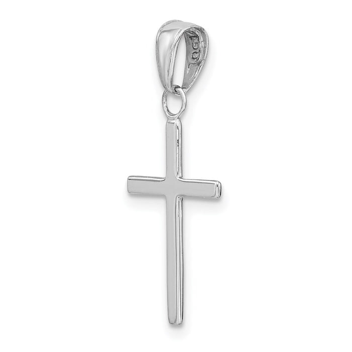 Million Charms 14K White Gold Themed Polished Relgious Cross Pendant