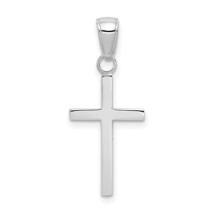 Million Charms 14K White Gold Themed Polished Relgious Cross Pendant