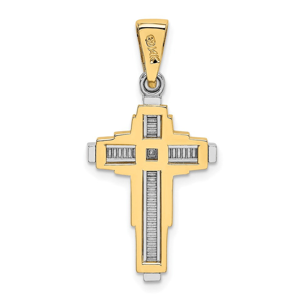 Million Charms 14K Two-Tone Beaded Relgious Cross Pendant