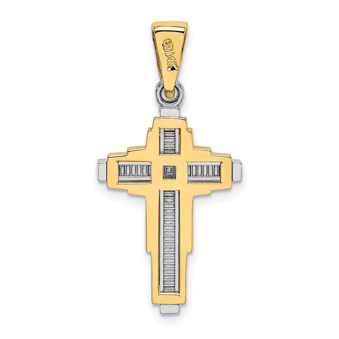 Million Charms 14K Two-Tone Beaded Relgious Cross Pendant