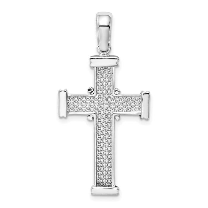 Million Charms 14K White Gold Themed Latin Relgious Cross Pendant