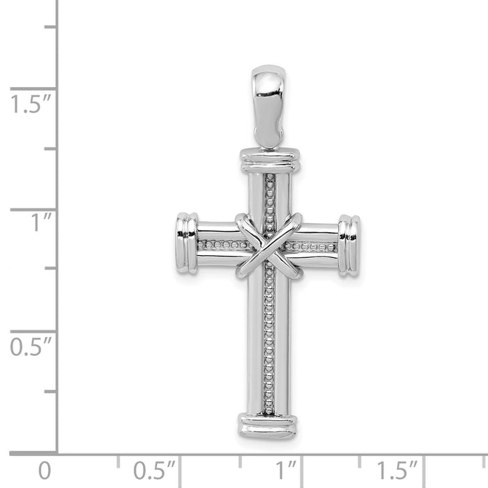 Million Charms 14K White Gold Themed Latin Relgious Cross Pendant