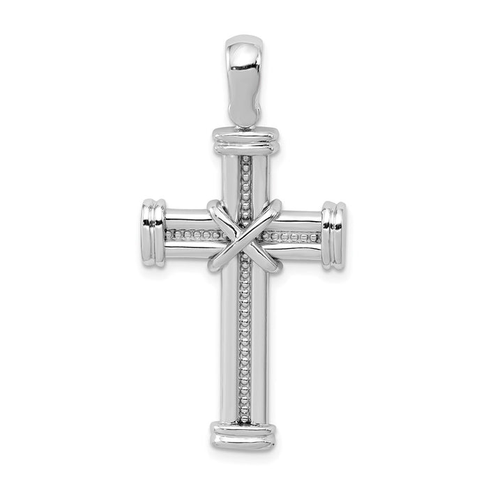 Million Charms 14K White Gold Themed Latin Relgious Cross Pendant