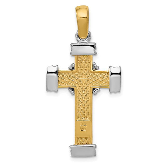 Million Charms 14K Two-Tone Latin Relgious Cross Pendant
