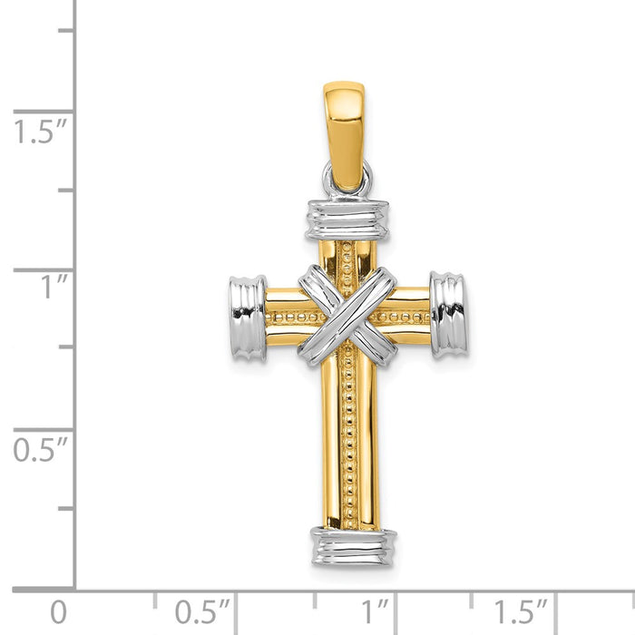 Million Charms 14K Two-Tone Latin Relgious Cross Pendant