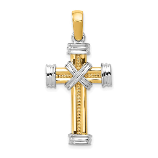 Million Charms 14K Two-Tone Latin Relgious Cross Pendant