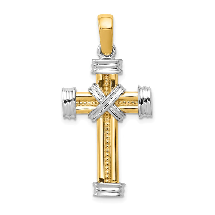 Million Charms 14K Two-Tone Latin Relgious Cross Pendant