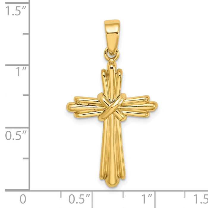 Million Charms 14K Yellow Gold Themed Polished Relgious Cross Charm