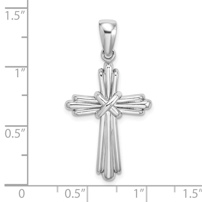 Million Charms 14K White Gold Themed Polished Relgious Cross Charm