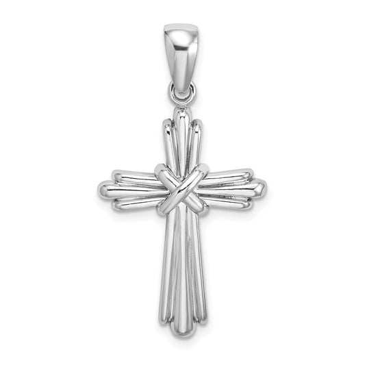 Million Charms 14K White Gold Themed Polished Relgious Cross Charm