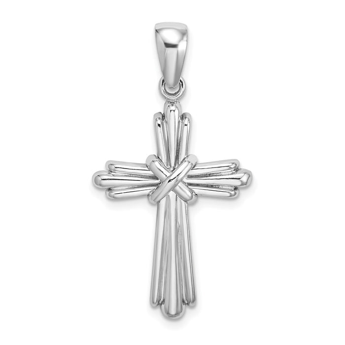 Million Charms 14K White Gold Themed Polished Relgious Cross Charm