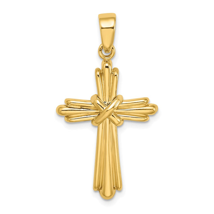 Million Charms 14K Yellow Gold Themed Polished Relgious Cross Charm