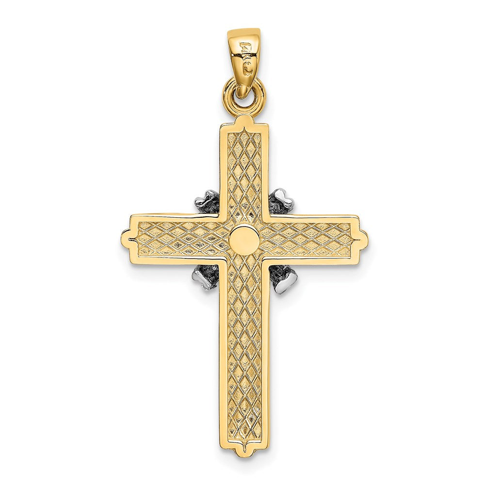 Million Charms 14K With Rhodium-Plated Passion Relgious Cross Pendant