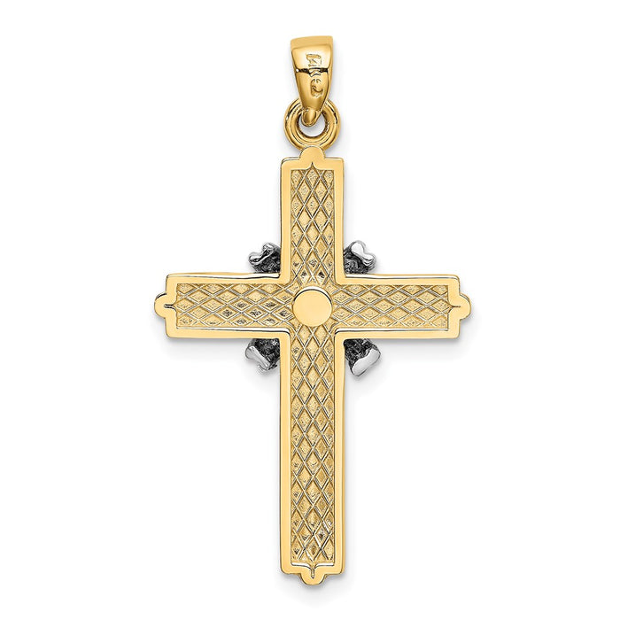 Million Charms 14K With Rhodium-Plated Passion Relgious Cross Pendant