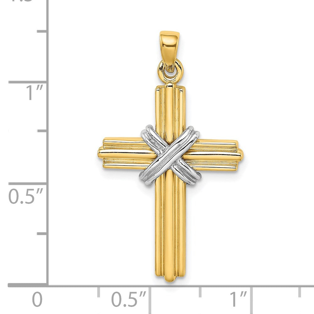Million Charms 14K With Rhodium-Plated Passion Relgious Cross Pendant