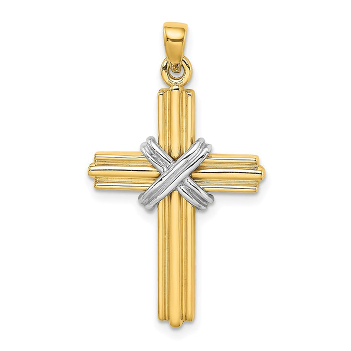 Million Charms 14K With Rhodium-Plated Passion Relgious Cross Pendant