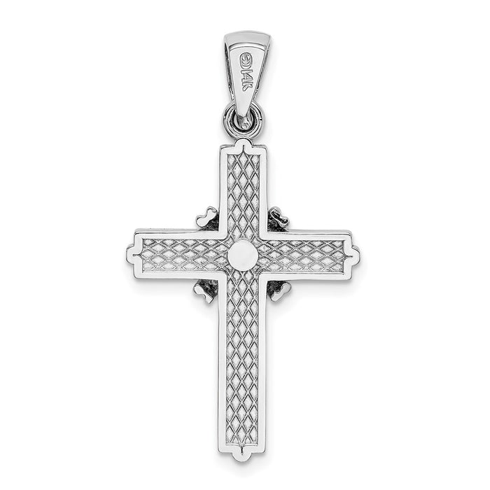 Million Charms 14K White Gold Themed Passion Relgious Cross Pendant