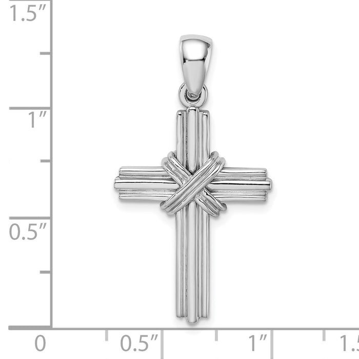 Million Charms 14K White Gold Themed Passion Relgious Cross Pendant