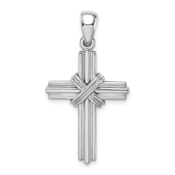 Million Charms 14K White Gold Themed Passion Relgious Cross Pendant