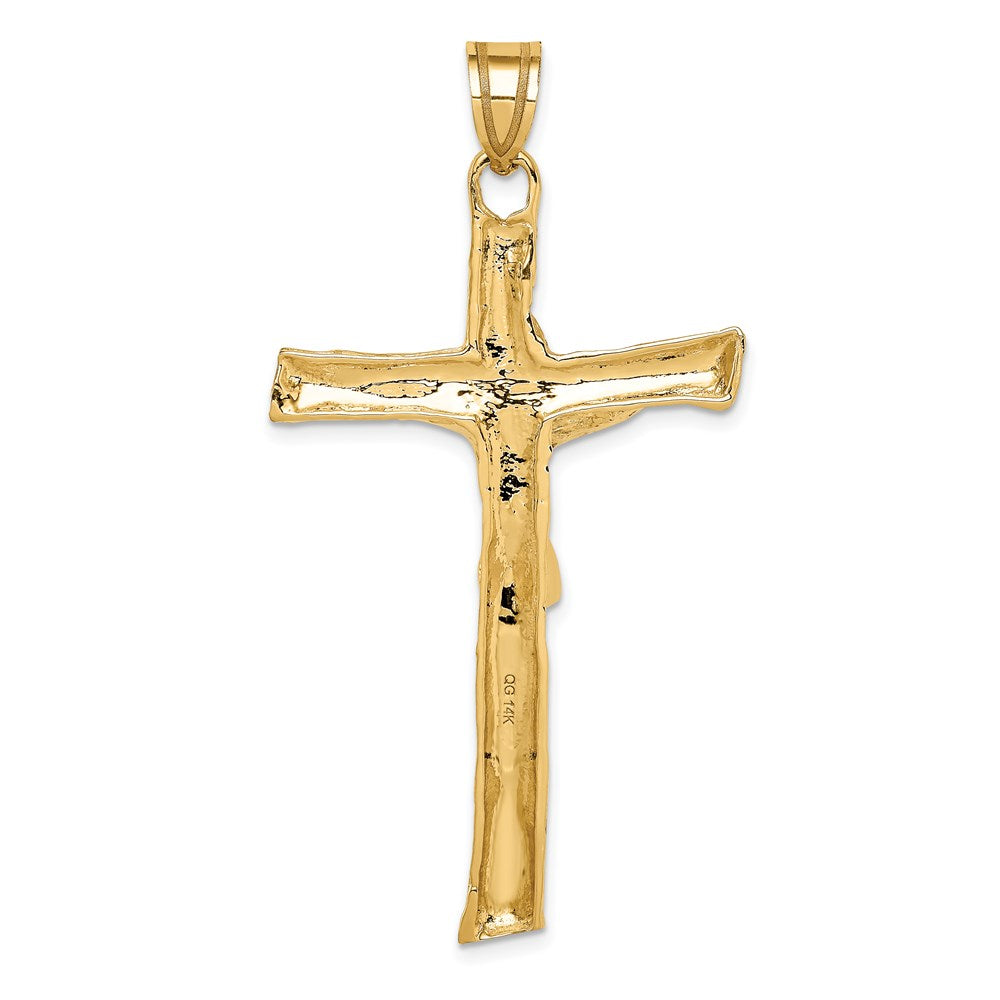 Million Charms 14K Yellow Gold Themed Satin Relgious Crucifix Pendant