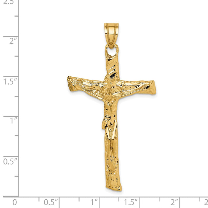 Million Charms 14K Yellow Gold Themed Satin Relgious Crucifix Pendant