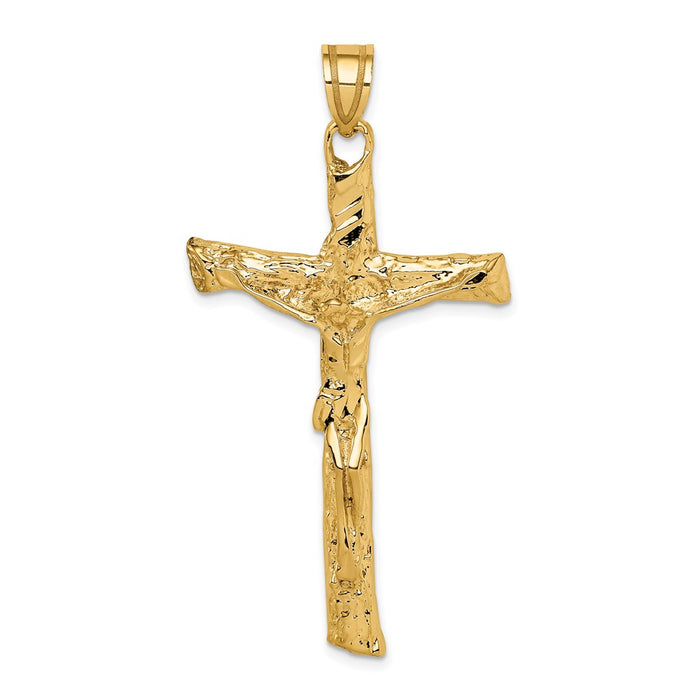 Million Charms 14K Yellow Gold Themed Satin Relgious Crucifix Pendant