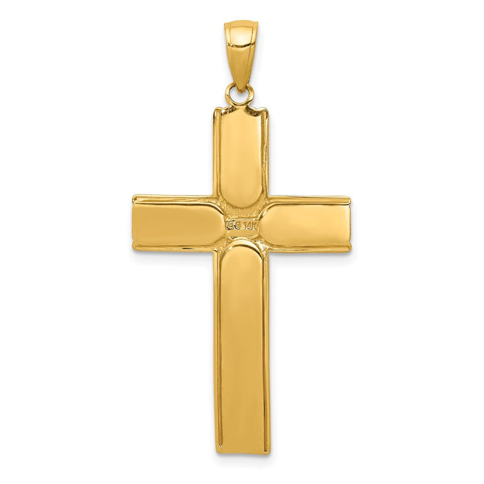 Million Charms 14K Yellow Gold Themed Satin Finish Relgious Crucifix Pendant