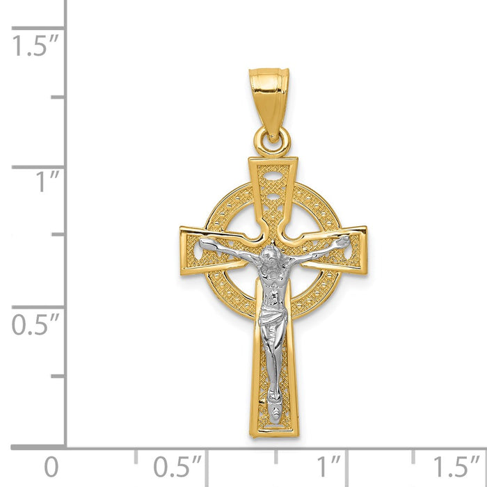 Million Charms 14K Two-Tone Iona Relgious Crucifix Pendant