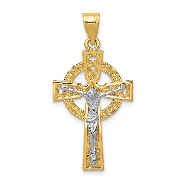 Million Charms 14K Two-Tone Iona Relgious Crucifix Pendant