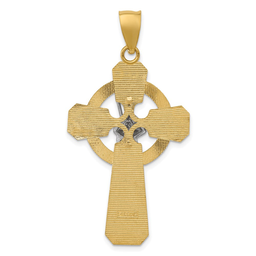 Million Charms 14K Two-Tone & Rhodium-plated Religious Saint Patrick Celtic Relgious Cross Pendant