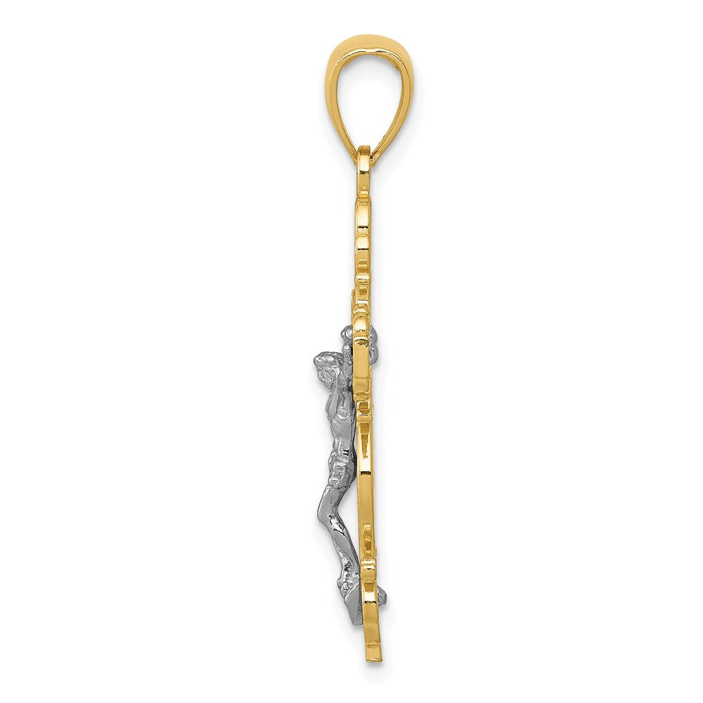 Million Charms 14K Two-Tone Relgious Crucifix Pendant