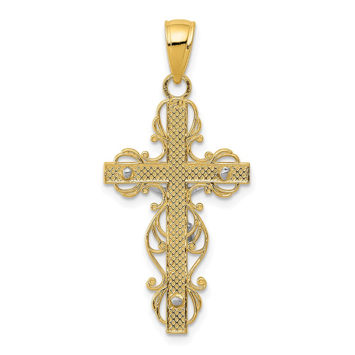 Million Charms 14K Two-Tone Relgious Crucifix Pendant