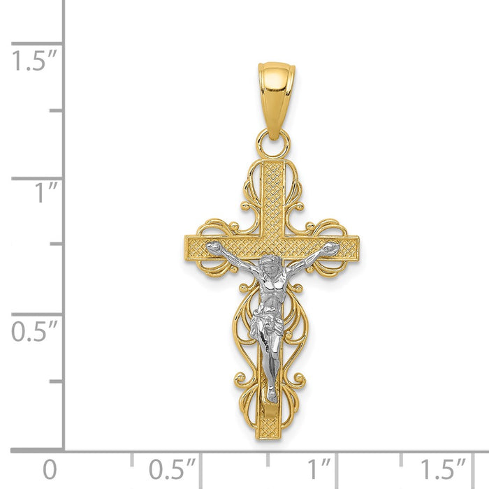 Million Charms 14K Two-Tone Relgious Crucifix Pendant