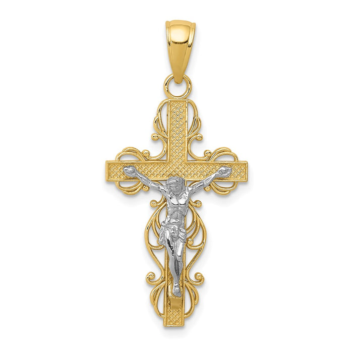 Million Charms 14K Two-Tone Relgious Crucifix Pendant
