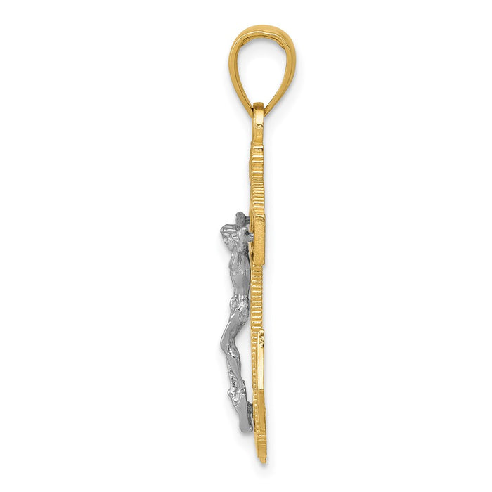 Million Charms 14K Two-Tone Mariner'S Relgious Crucifix Pendant