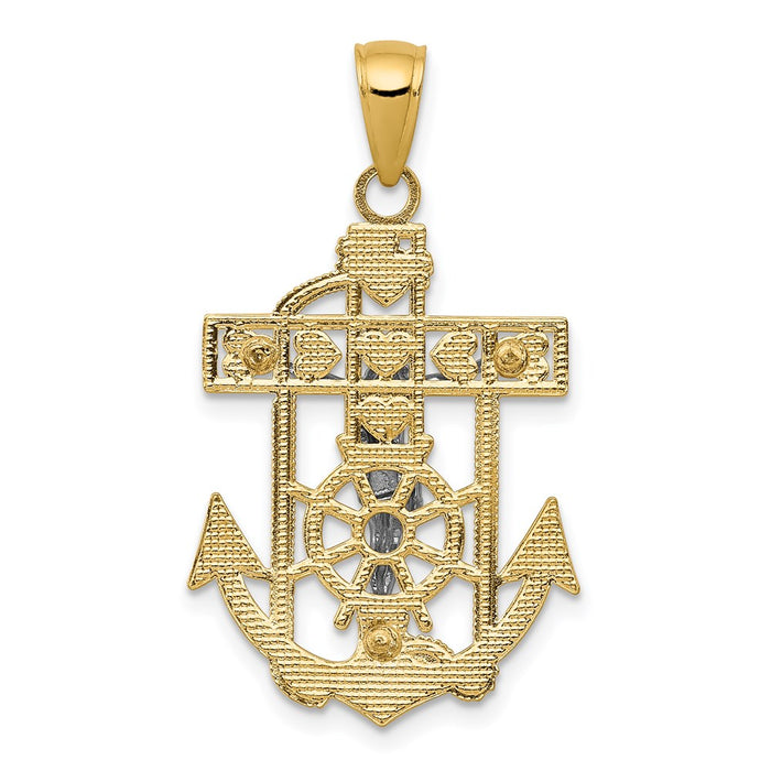 Million Charms 14K Two-Tone Mariner'S Relgious Crucifix Pendant