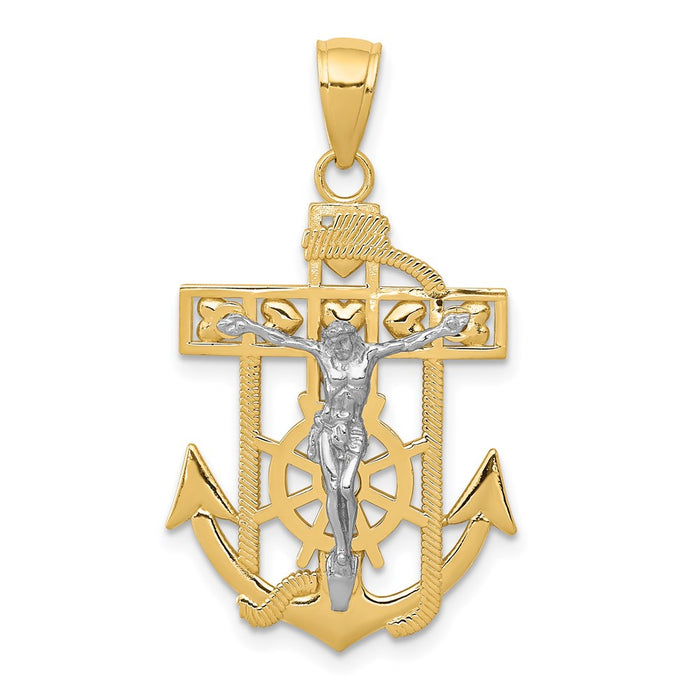 Million Charms 14K Two-Tone Mariner'S Relgious Crucifix Pendant