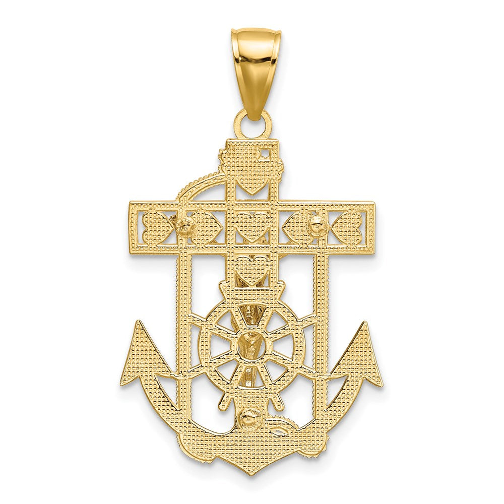 Million Charms 14K Two-Tone Mariner'S Relgious Crucifix Pendant