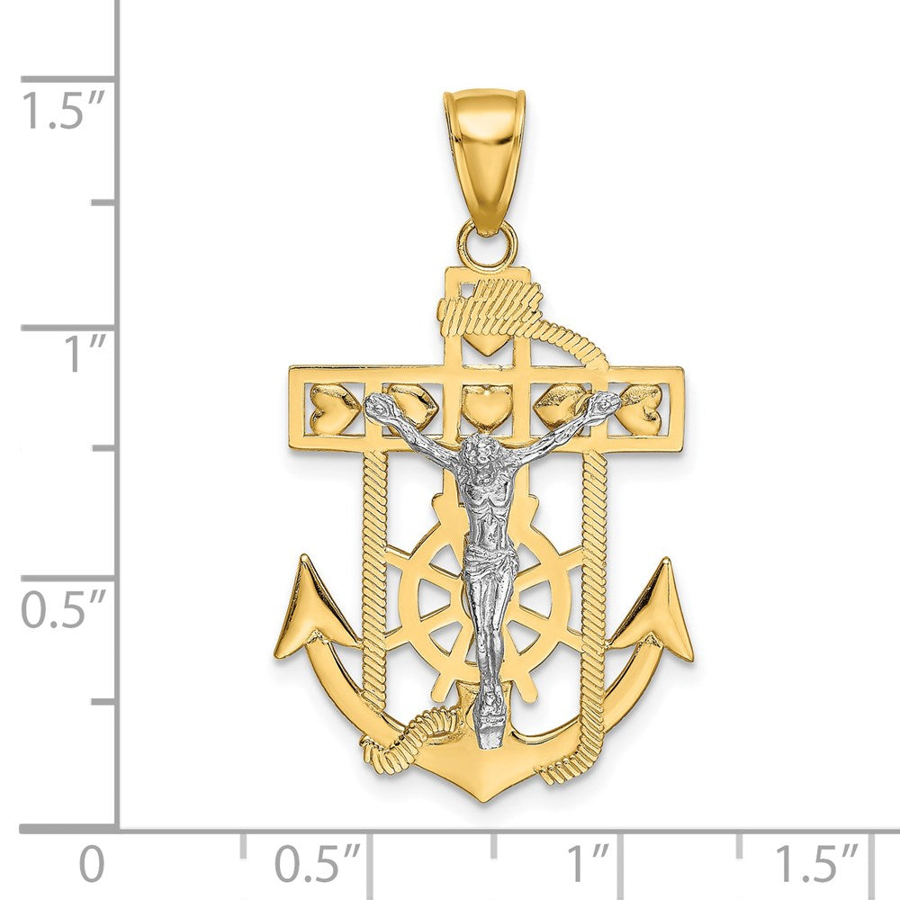 Million Charms 14K Two-Tone Mariner'S Relgious Crucifix Pendant