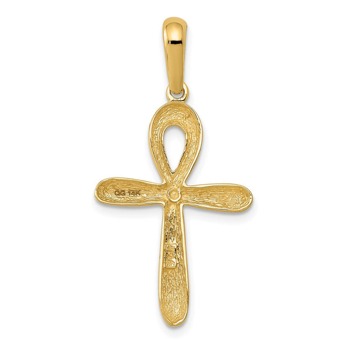 Million Charms 14K Yellow Gold Themed Ankh Relgious Cross Pendant