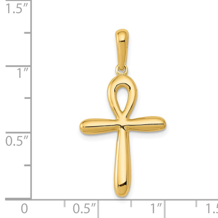 Million Charms 14K Yellow Gold Themed Ankh Relgious Cross Pendant