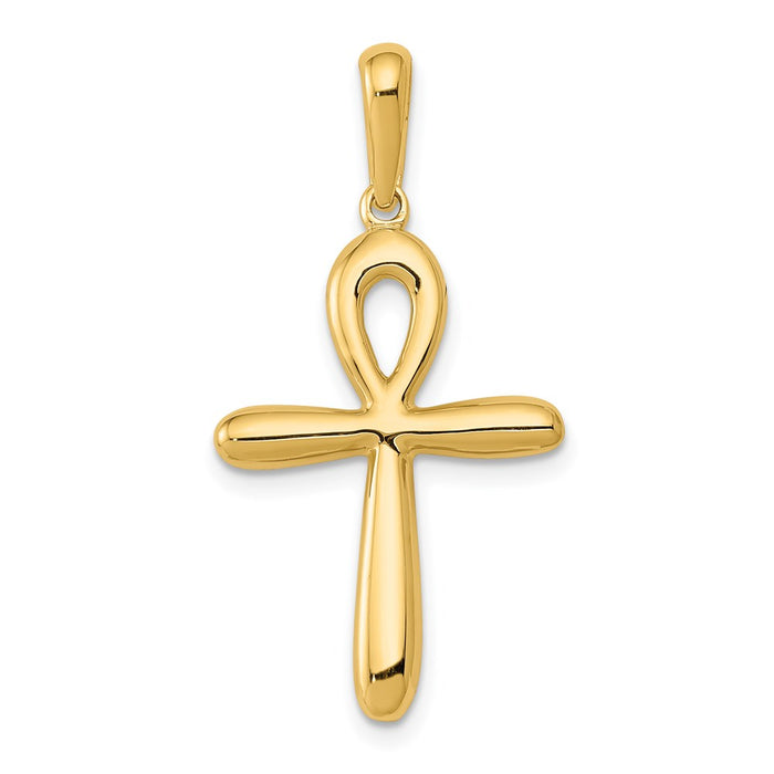 Million Charms 14K Yellow Gold Themed Ankh Relgious Cross Pendant