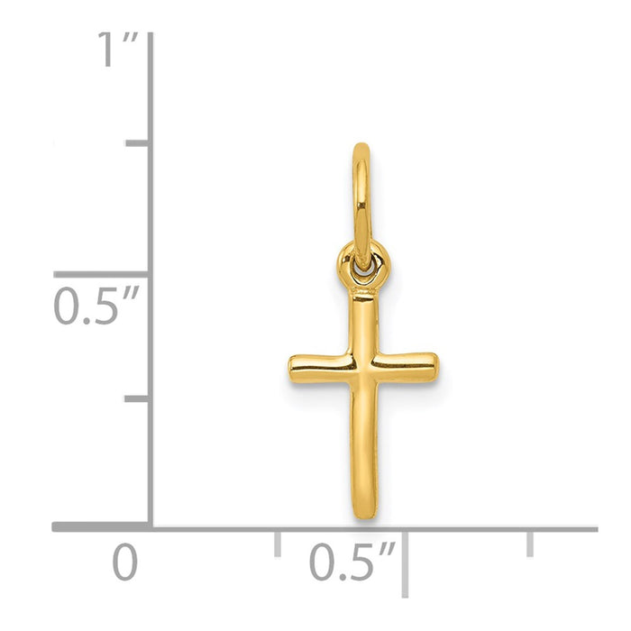 Million Charms 14K Yellow Gold Themed Small Relgious Cross Charm