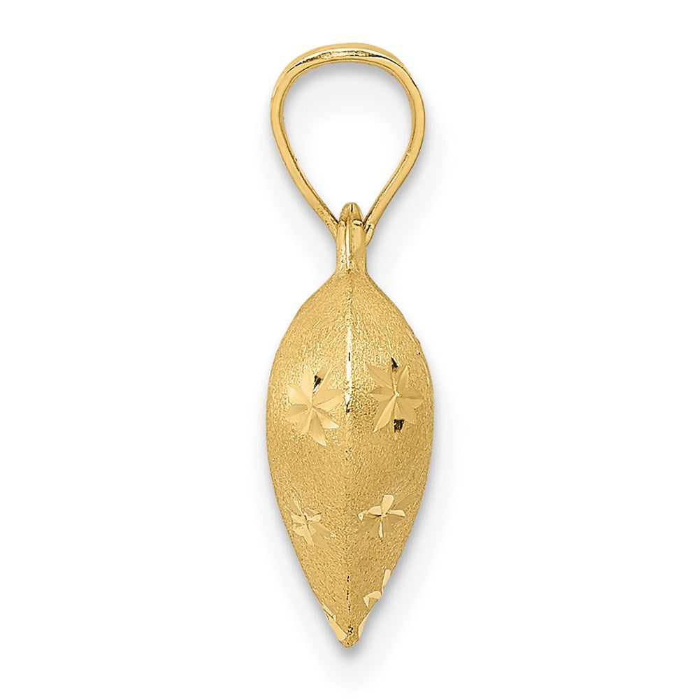 Million Charms 14K Yellow Gold Themed Polished & Satin Diamond-Cut 3-D Puffed Heart Pendant