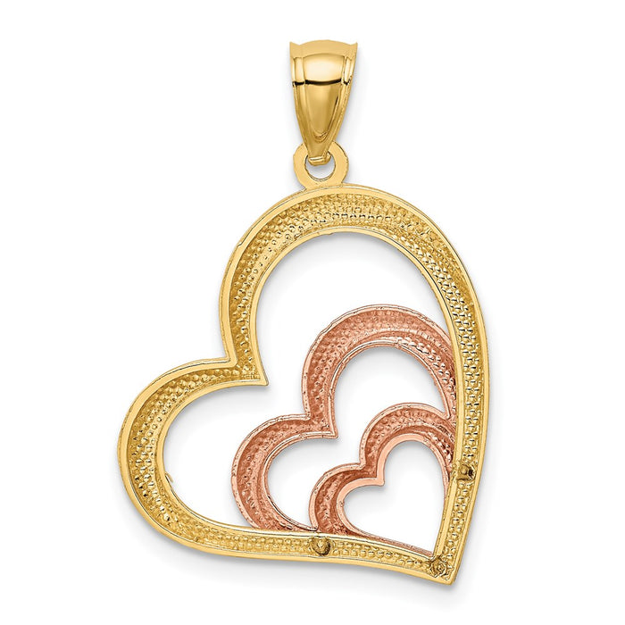 Million Charms 14K Two-Tone & White Rhodium-plated Polished 3 Hearts Pendant